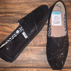 TOMS Classic Glitter (Black) Slip-On